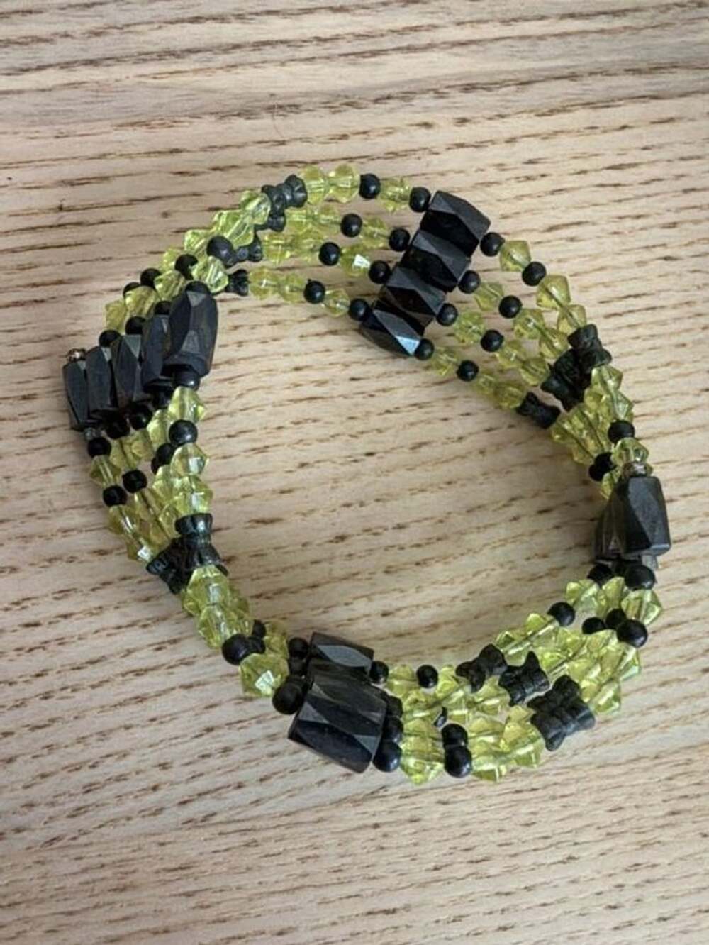 Magnetic Hematite and Green Faceted Bead Multi-Row Wrap Bracelet